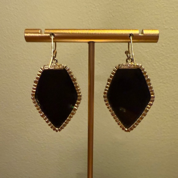 Vintage Y2K Kendra Scott Black Onyx/Gold Corley 1.5” Drop Earrings - Picture 6 of 7